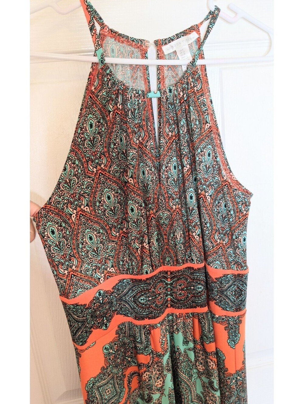 London Times Womens Multicolor Maxi Tank Dress Size 8 BOHO Paisley Floral Print